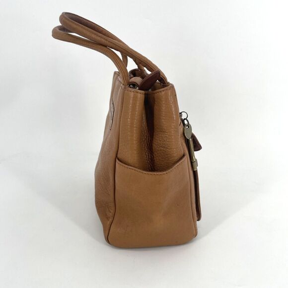 Vintage Fossil Brown Leather Mini Tote Key Purse Double Handles Handbag 75082 - Picture 5 of 14